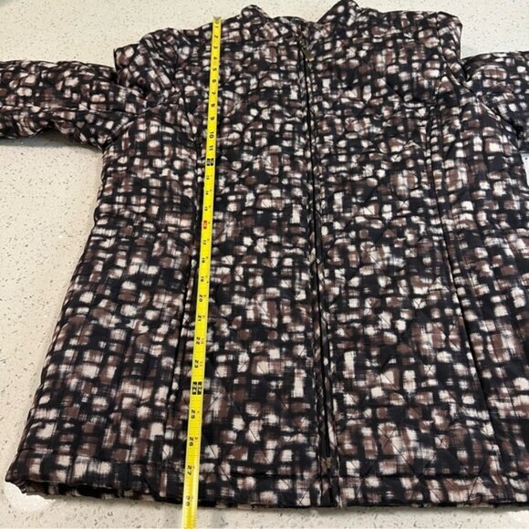 Like New NORTHERN REFLECTIONS Brown Black White Patterned Zipper Puffer Jacket - Picture 4 of 14